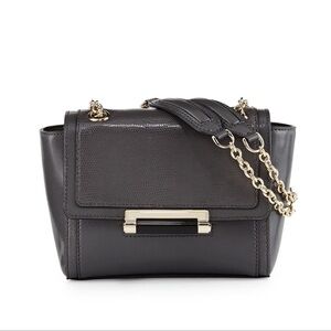 Diane Von Furstenberg Bag 440 Mini Leather Lizard Embossed Crossbody Chain Gray